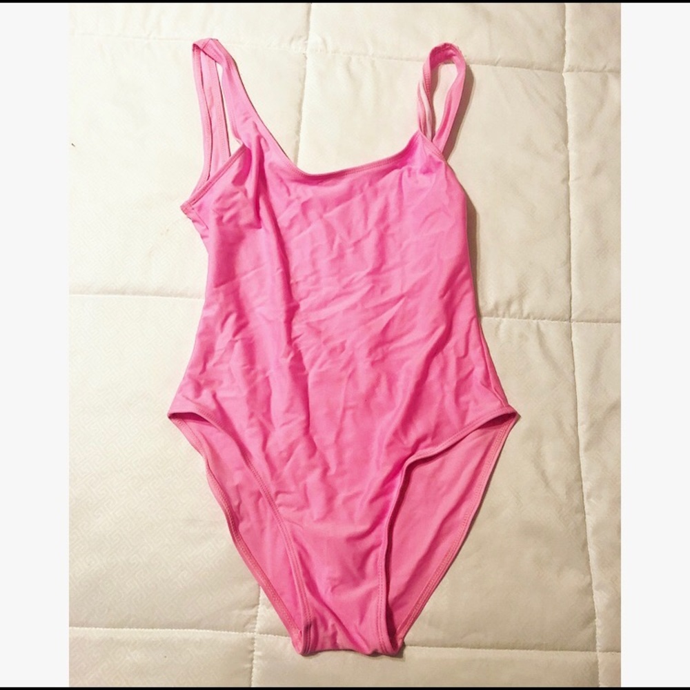 Low Back One Piece Pink Swimsuit